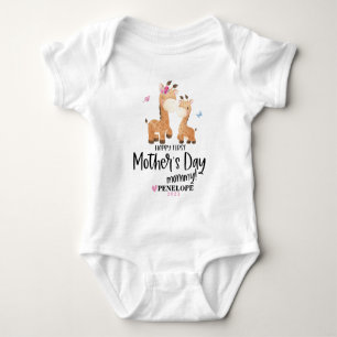 Happy 1st Moederdag Giraffe Baby Bodysuit + naam