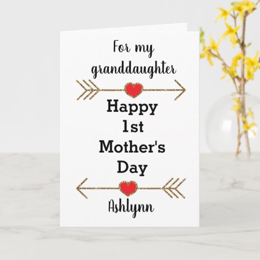 Happy 1st Moederdag kleindochter Kaart (Gele Bloem)