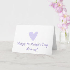 Happy 1st Moederdag | Kute Little Lila Heart Kaart