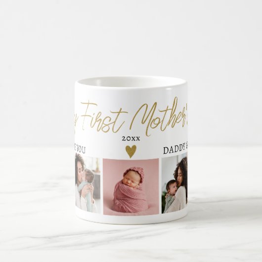 Happy 1st Moederdag mam Baby 5 Foto Collage Koffiemok (Center)