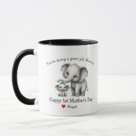 Happy 1st Moederdag Mama & baby Elephant Mok