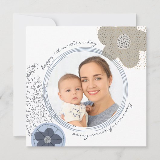 Happy 1st Moederdag mama Modern Flower foto (Voorkant)