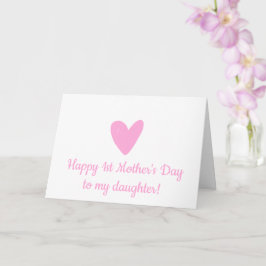 Happy 1st Moederdag tot Daughter Cute Pink Heart Kaart