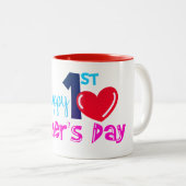 Happy 1st Moederdag Tweekleurige Koffiemok (Voorkant rechts)