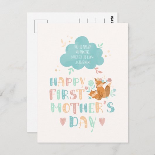 Happy 1st Moederdag van moeder in wet Briefkaart (Voorkant / Achterkant)