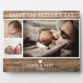 Happy 1st Vaderdag 3 Photo Rustic Wood Fotoplaat (Voorkant)