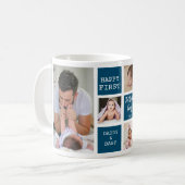 Happy 1st Vaderdag 5 Photo Collage Ocean Blue Koffiemok (Voorkant links)