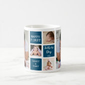 Happy 1st Vaderdag 5 Photo Collage Ocean Blue Koffiemok (Center)