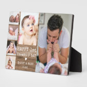Happy 1st Vaderdag 6 Photo Collage Rustic Wood Fotoplaat (Zijkant)