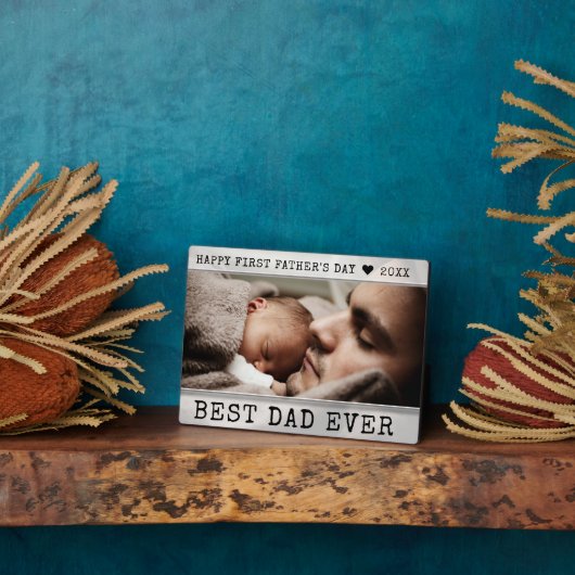 Happy 1st Vaderdag Beste vader ooit foto Fotoplaat (Zijkant)