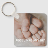 Happy 1st vaderdag foto-minimalistische trendy sleutelhanger (Voorkant)