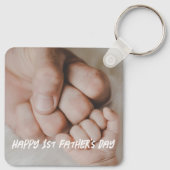 Happy 1st vaderdag foto-minimalistische trendy sleutelhanger (Achterkant)