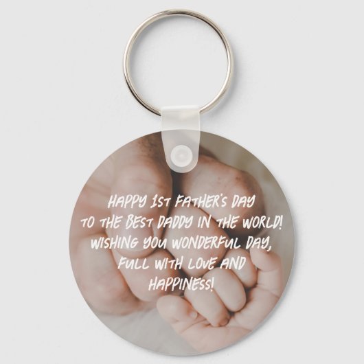Happy 1st vaderdag foto stijlvol sleutelhanger (Achterkant)