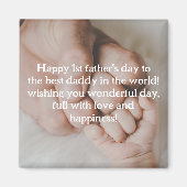 Happy 1st vaderdag foto white typografie magneet (Voorkant)