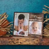 Happy 1st Vaderdag New Dad 2 Photo Dark Wood Fotoplaat (Zijkant)