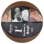 Happy 1st Vaderdag New Dad 3 Photo Collage Basketbal (Voorkant)