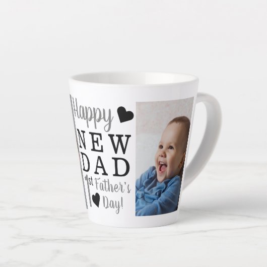 Happy 1st Vaderdag New Dad Baby 2 Foto Latte Mok (Rechterhoek)