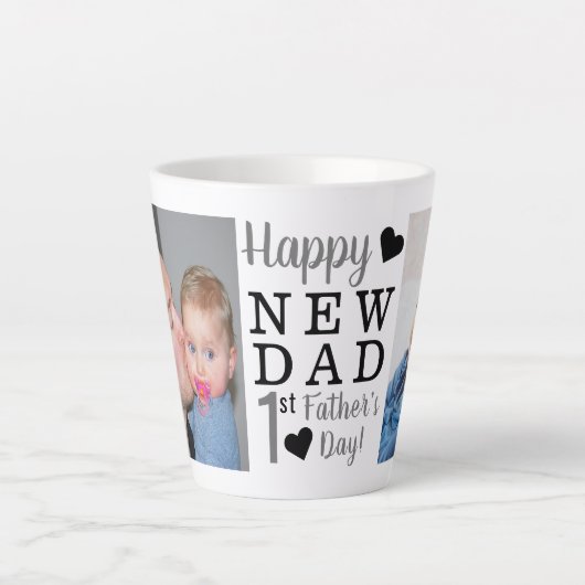 Happy 1st Vaderdag New Dad Baby 2 Foto Latte Mok (Voorkant)