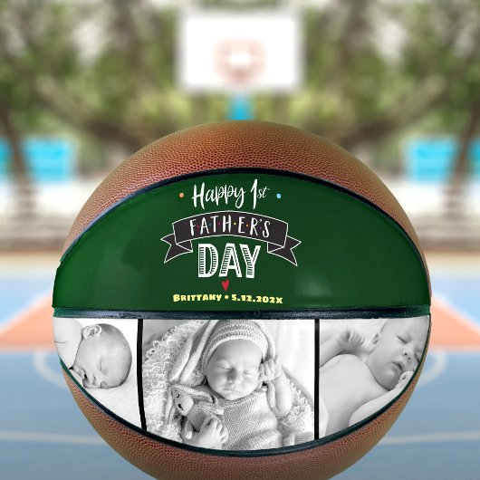 Happy 1st Vader's Day Bold Typografie Foto Green Basketbal