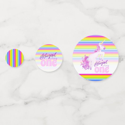 Happy 1st verjaardag unicorn name paper confetti (Achterkanten)