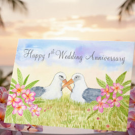 Happy 1st Wedding Anniversary  Laysan Albatross Kaart