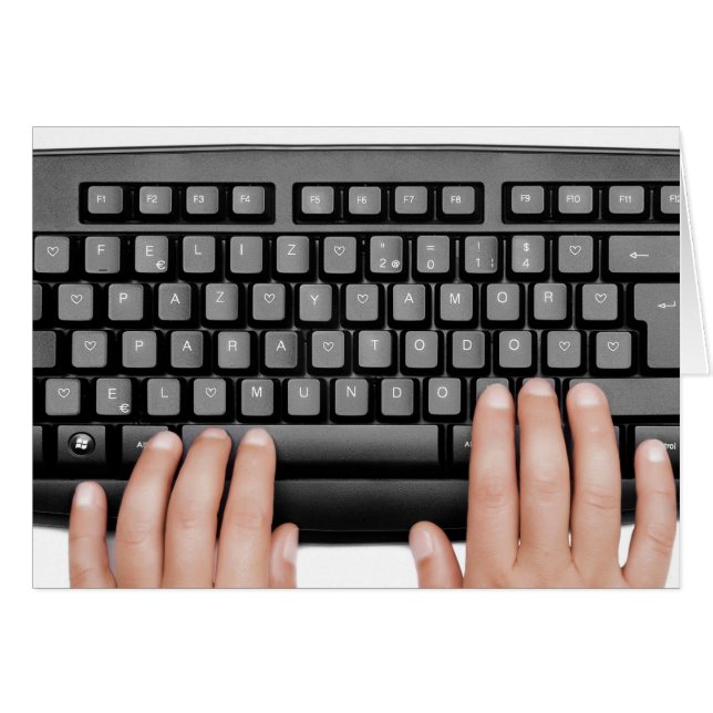 Happy 2014 keyboard messageFeliz 2014 paz y amor (Voorkant Horizontaal)