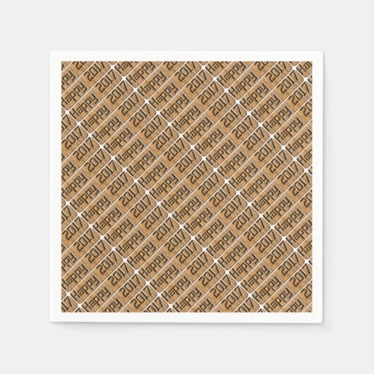 Happy 2017 graved Rustic Brown Typography Servetten (Voorkant)