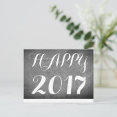 Happy 2017 Handschrift Typografie Zwart Wit Briefkaart (Staand voorkant)