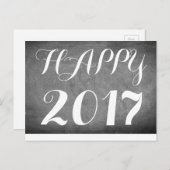 Happy 2017 Handschrift Typografie Zwart Wit Briefkaart (Voorkant / Achterkant)