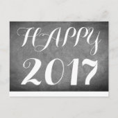 Happy 2017 Handschrift Typografie Zwart Wit Briefkaart (Voorkant)