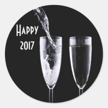 Happy 2017 Zwart Wit Champagne glazen feestelijk