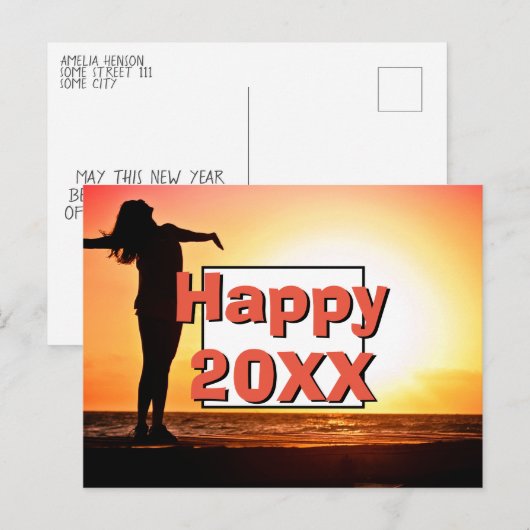 Happy 2023 Positive Woman Foto Nieuw jaar Feestdagenkaart (Voorkant / Achterkant)