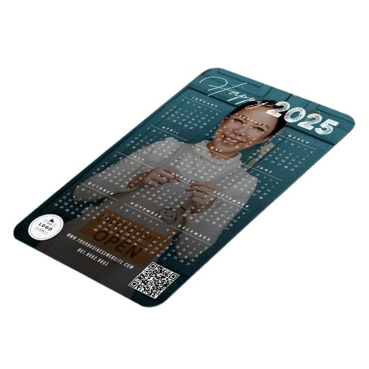 Happy 2023 Typography Calendar Nieuwjaarsfoto Magneet (Linkerzijde)