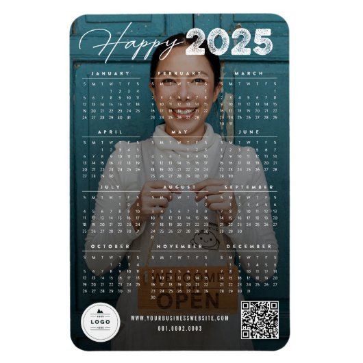 Happy 2023 Typography Calendar Nieuwjaarsfoto Magneet (Verticaal)