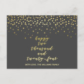 Happy 2024 - Gold Script & Confetti - Nieuwjaar Briefkaart (Voorkant)