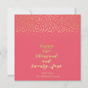 Happy 2024 - Raspberry & Gold Script & Confetti