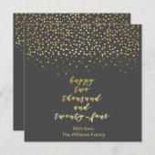 Happy 2024 - Zwart & Faux Gold Script & Confetti (Voorkant / Achterkant)