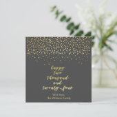 Happy 2024 - Zwart & Faux Gold Script & Confetti (Staand voorkant)
