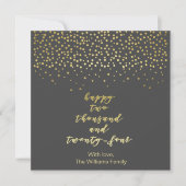 Happy 2024 - Zwart & Faux Gold Script & Confetti (Voorkant)