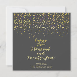 Happy 2024 - Zwart & Faux Gold Script & Confetti