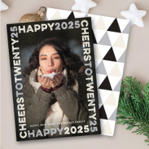 Happy 2025 blokkeert Lijst typografie Nieuwjaarsfo