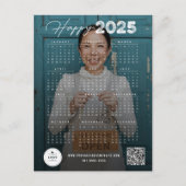 Happy 2025 Modern Script Kalender Nieuwjaar Foto Feestdagenkaart (Voorkant)