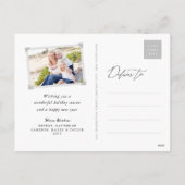 Happy 2025 Typografie Minimalistische Nieuwjaarsfo Feestdagenkaart (Achterkant)