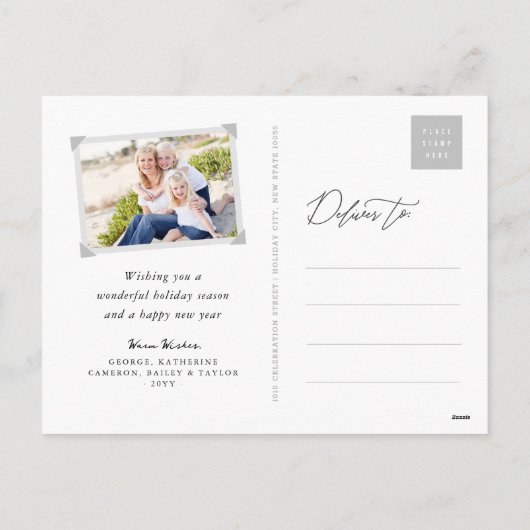 Happy 2025 Typografie Minimalistische Nieuwjaarsfo Feestdagenkaart (Achterkant)