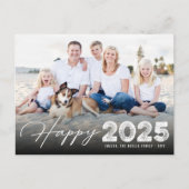 Happy 2025 Typografie Minimalistische Nieuwjaarsfo Feestdagenkaart (Voorkant)