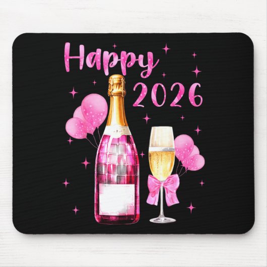 Happy 2026 Cheers To A New Year 2026 Champagne Coq Muismat (Voorkant)