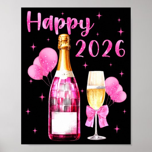 Happy 2026 Cheers To A New Year 2026 Champagne Coq Poster (Voorkant)