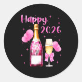 Happy 2026 Cheers To A New Year 2026 Champagne Coq Ronde Sticker (Voorkant)
