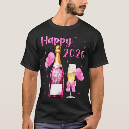 Happy 2026 Cheers To A New Year 2026 Champagne Coq T-shirt (Voorkant)