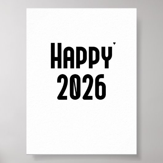 Happy 2026 - minimalistic typography poster (Voorkant)